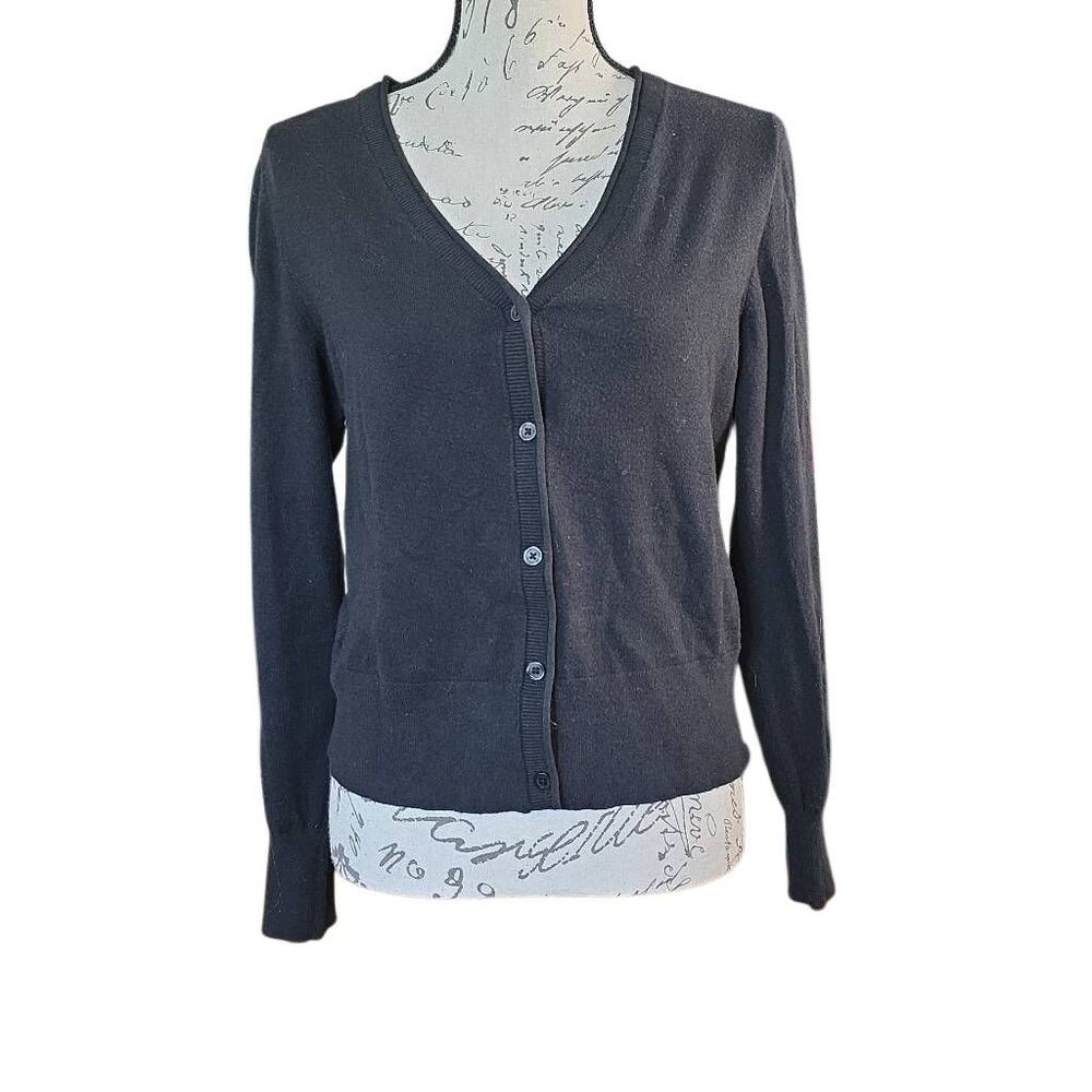Violets & Rose Women's Size Large Black V-Neck Button Down Cardigan Sweater